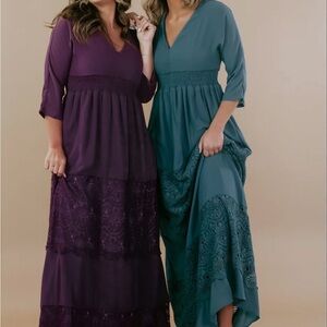 Elegant Purple Lace Maxi Dress